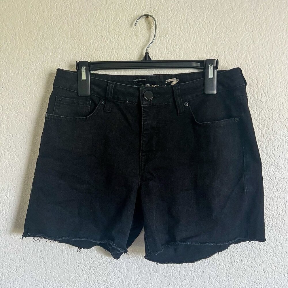 SEVEN7 Women's Black Denim Raw Hem Cutoff Mid Rise Weekend Shorts Size 6